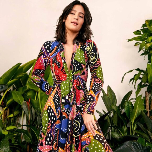 FARM Rio Dresses & Skirts - FARM Rio Multicolor Long Sleeve Dress